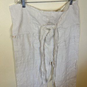 Womens 100% Cotton Wide Leg Pants Tie waist One Size Handmade in Thailand